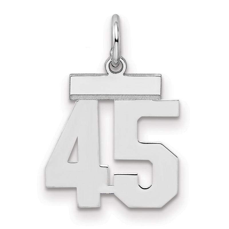 Sterling Silver Silver/Rhodium-Plated Polished Number 45 Charm