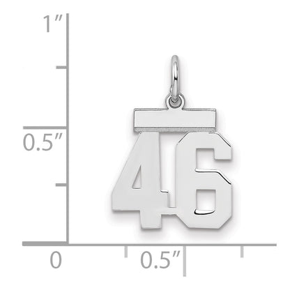 Sterling Silver Silver/Rhodium-Plated Polished Number 46 Charm