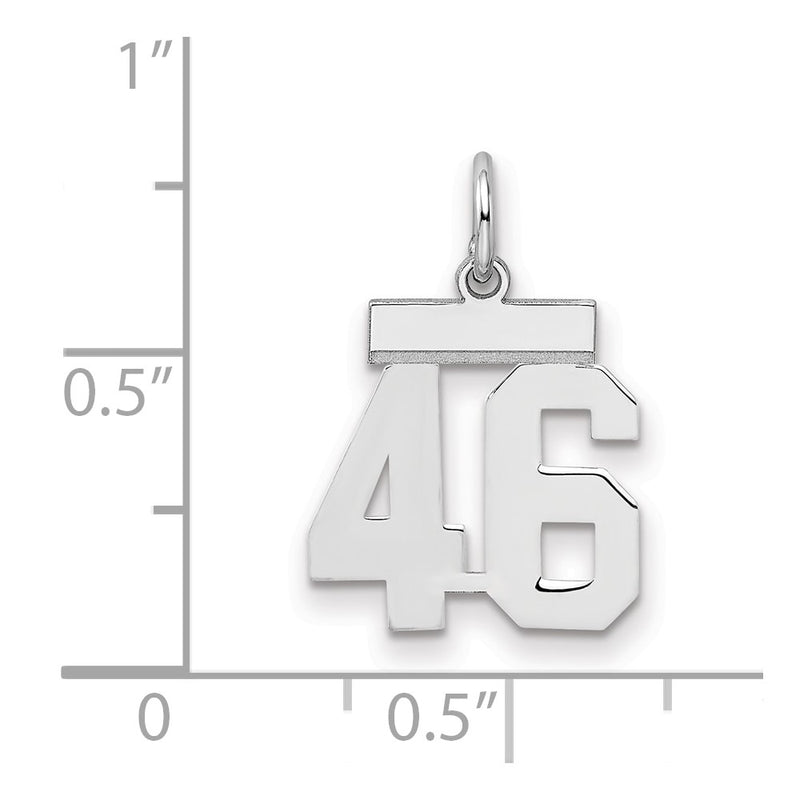 Sterling Silver Silver/Rhodium-Plated Polished Number 46 Charm