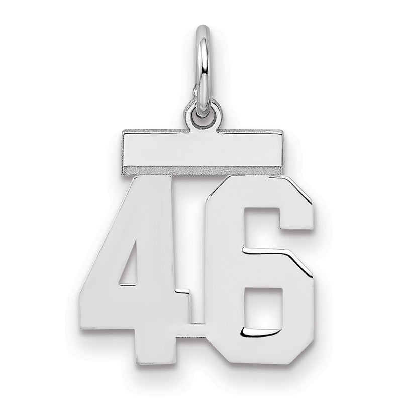 Sterling Silver Silver/Rhodium-Plated Polished Number 46 Charm