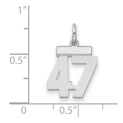Sterling Silver Silver/Rhodium-Plated Polished Number 47 Charm