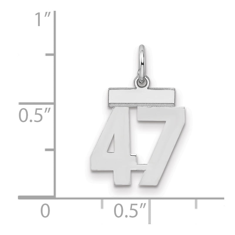 Sterling Silver Silver/Rhodium-Plated Polished Number 47 Charm