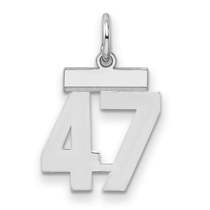 Sterling Silver Silver/Rhodium-Plated Polished Number 47 Charm
