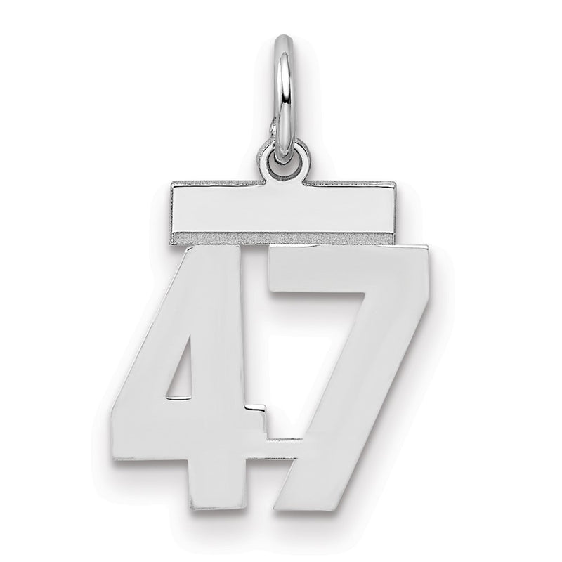 Sterling Silver Silver/Rhodium-Plated Polished Number 47 Charm