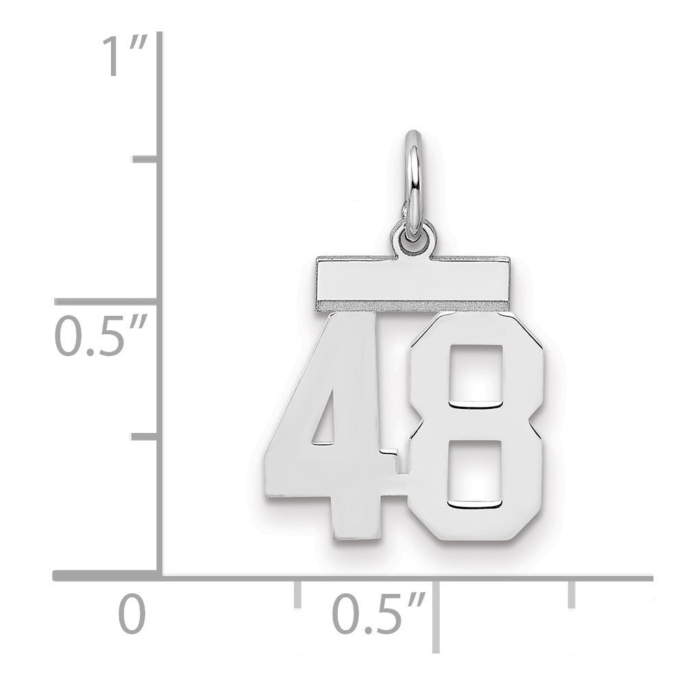 Sterling Silver Silver/Rhodium-Plated Polished Number 48 Charm