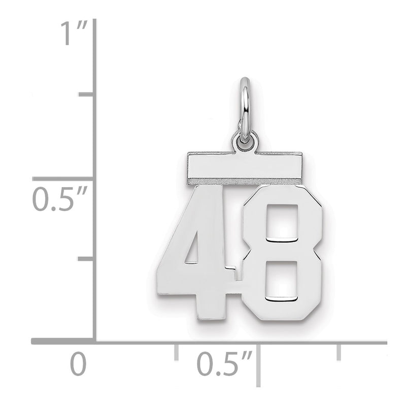 Sterling Silver Silver/Rhodium-Plated Polished Number 48 Charm