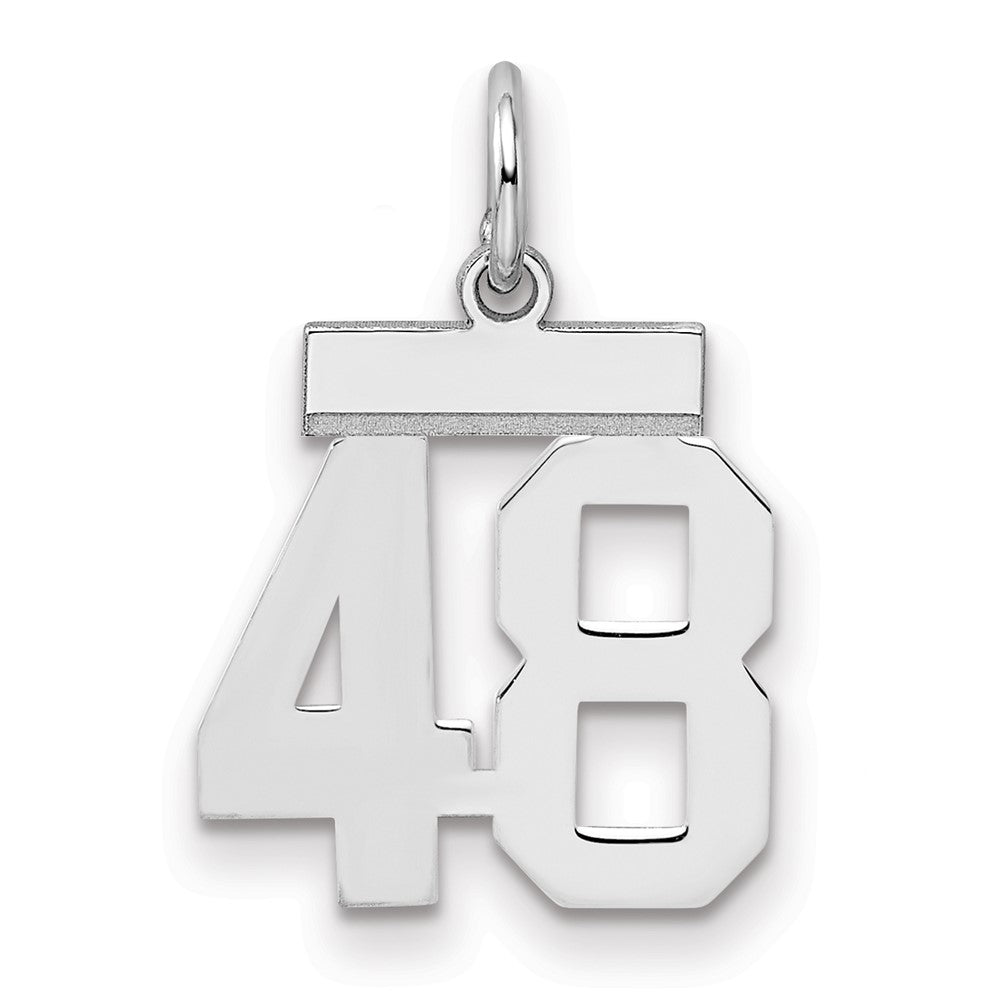 Sterling Silver Silver/Rhodium-Plated Polished Number 48 Charm