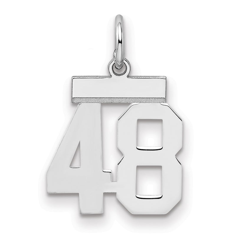 Sterling Silver Silver/Rhodium-Plated Polished Number 48 Charm
