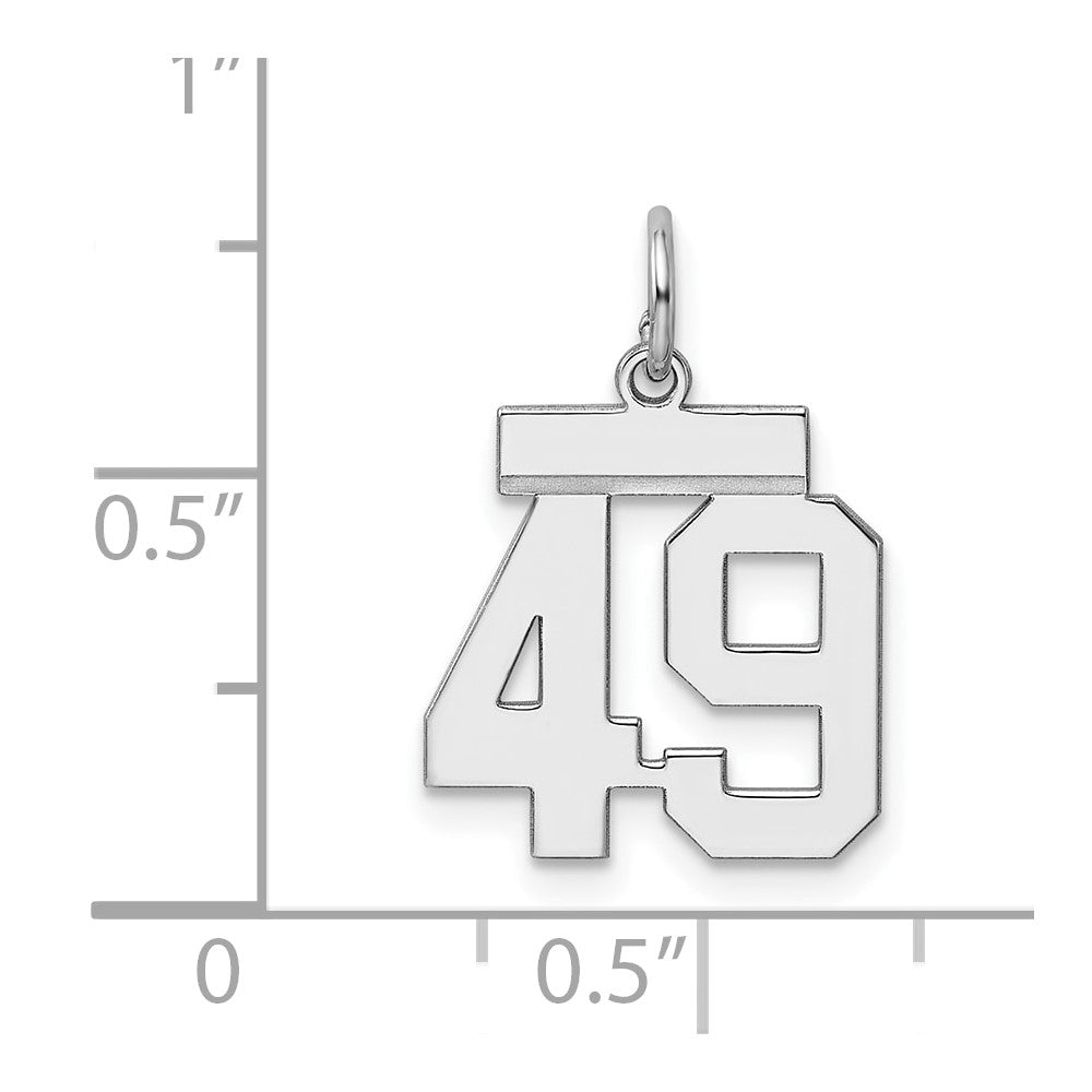 Sterling Silver Silver/Rhodium-Plated Polished Number 49 Charm