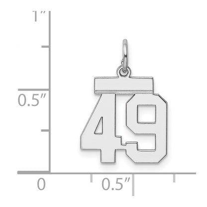 Sterling Silver Silver/Rhodium-Plated Polished Number 49 Charm