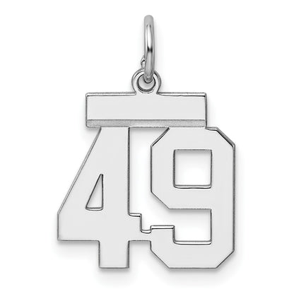 Sterling Silver Silver/Rhodium-Plated Polished Number 49 Charm