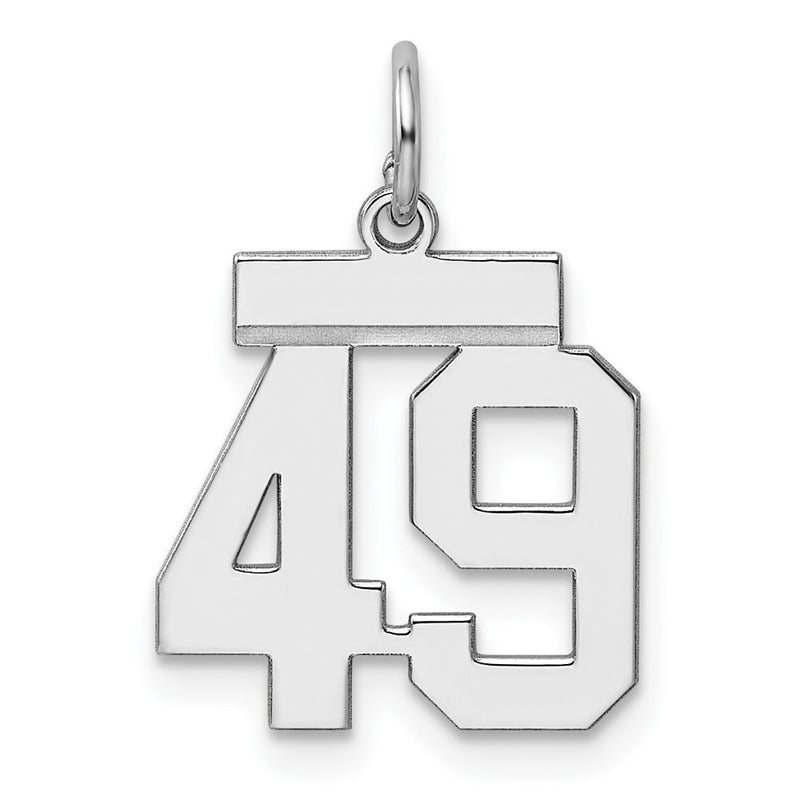 Sterling Silver Silver/Rhodium-Plated Polished Number 49 Charm