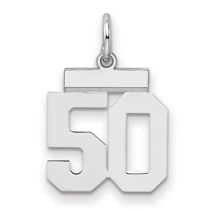 Sterling Silver Silver/Rhodium-Plated Polished Number 50 Charm