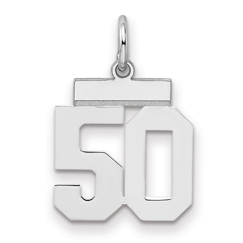 Sterling Silver Silver/Rhodium-Plated Polished Number 50 Charm