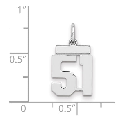 Sterling Silver Silver/Rhodium-Plated Polished Number 51 Charm