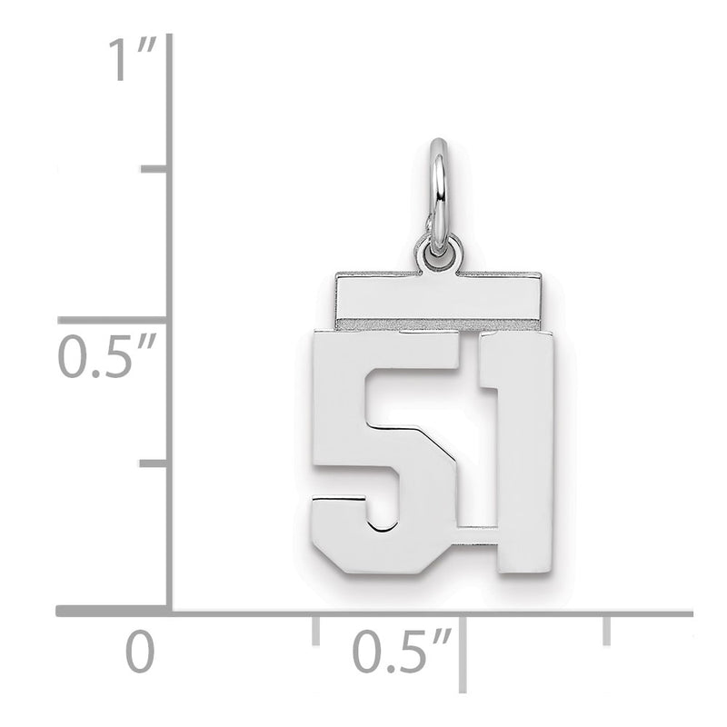 Sterling Silver Silver/Rhodium-Plated Polished Number 51 Charm