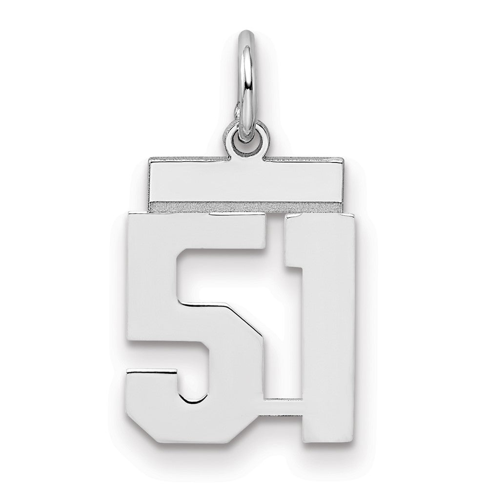 Sterling Silver Silver/Rhodium-Plated Polished Number 51 Charm