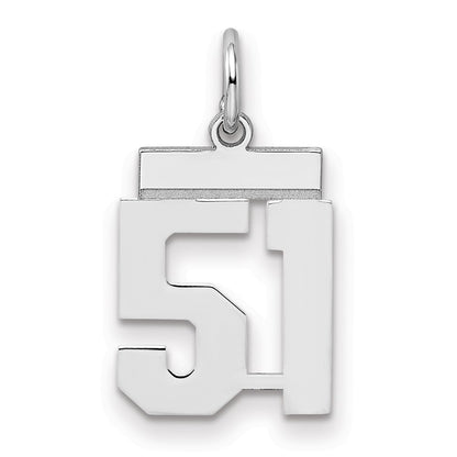 Sterling Silver Silver/Rhodium-Plated Polished Number 51 Charm