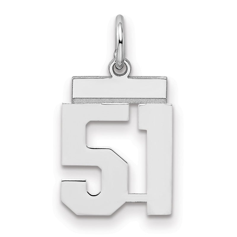 Sterling Silver Silver/Rhodium-Plated Polished Number 51 Charm