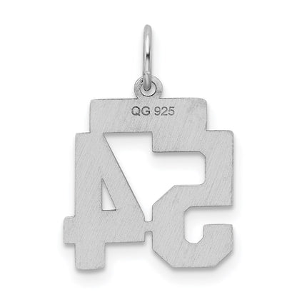 Sterling Silver Silver/Rhodium-Plated Polished Number 54 Charm