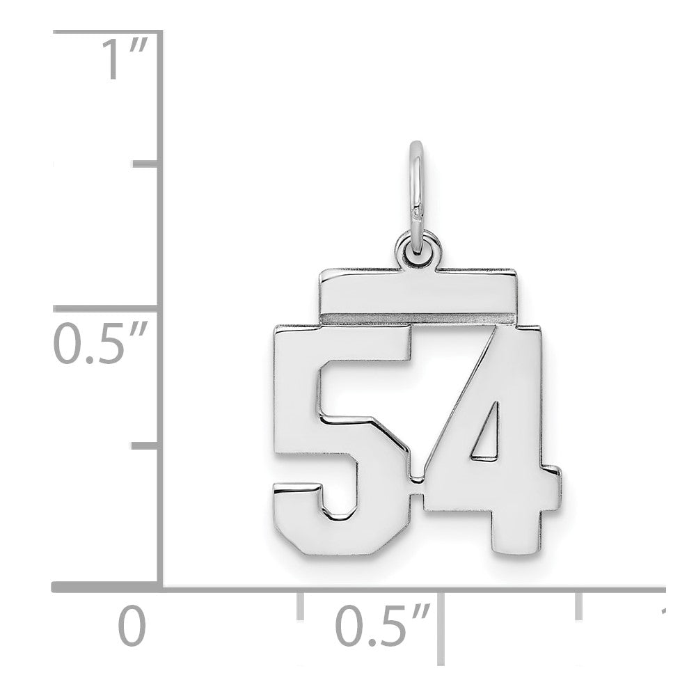 Sterling Silver Silver/Rhodium-Plated Polished Number 54 Charm