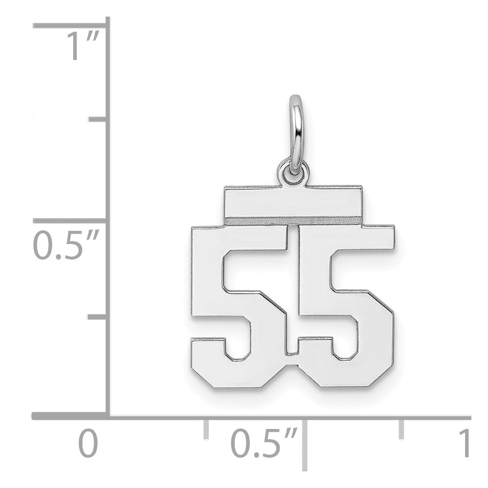 Sterling Silver Silver/Rhodium-Plated Polished Number 55 Charm