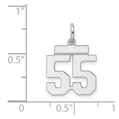 Sterling Silver Silver/Rhodium-Plated Polished Number 55 Charm