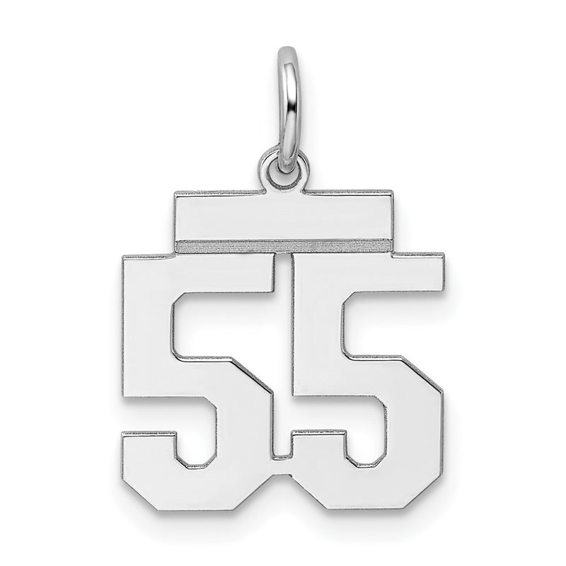 Sterling Silver Silver/Rhodium-Plated Polished Number 55 Charm