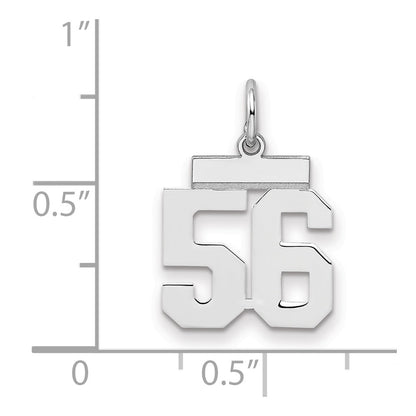 Sterling Silver Silver/Rhodium-Plated Polished Number 56 Charm