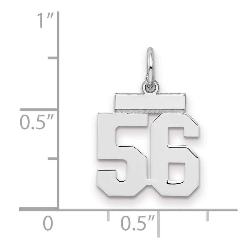 Sterling Silver Silver/Rhodium-Plated Polished Number 56 Charm