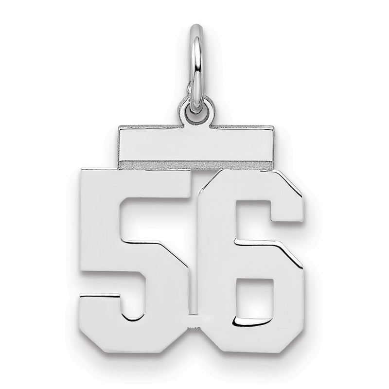 Sterling Silver Silver/Rhodium-Plated Polished Number 56 Charm