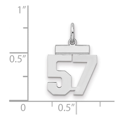 Sterling Silver Silver/Rhodium-Plated Polished Number 57 Charm