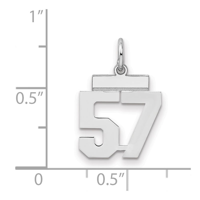 Sterling Silver Silver/Rhodium-Plated Polished Number 57 Charm