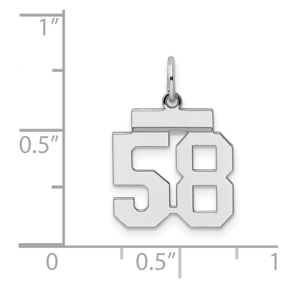 Sterling Silver Silver/Rhodium-Plated Polished Number 58 Charm