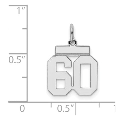 Sterling Silver Silver/Rhodium-Plated Polished Number 60 Charm