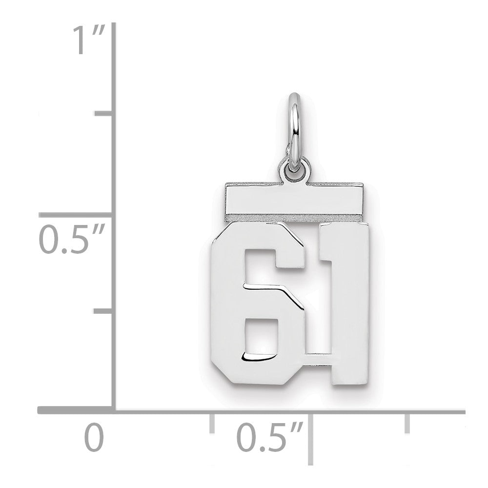 Sterling Silver Silver/Rhodium-Plated Polished Number 61 Charm