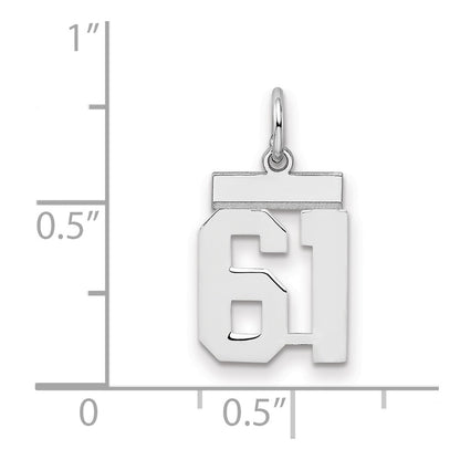 Sterling Silver Silver/Rhodium-Plated Polished Number 61 Charm