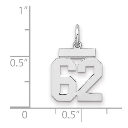 Sterling Silver Silver/Rhodium-Plated Polished Number 62 Charm