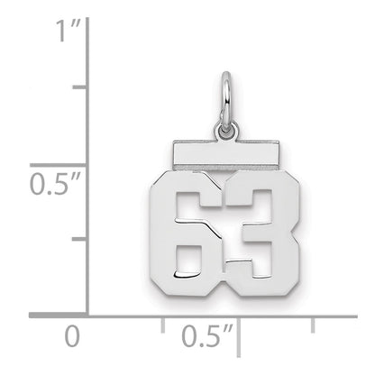 Sterling Silver Silver/Rhodium-Plated Polished Number 63 Charm