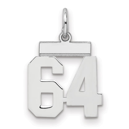Sterling Silver Silver/Rhodium-Plated Polished Number 64 Charm