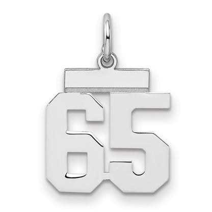Sterling Silver Silver/Rhodium-Plated Polished Number 65 Charm
