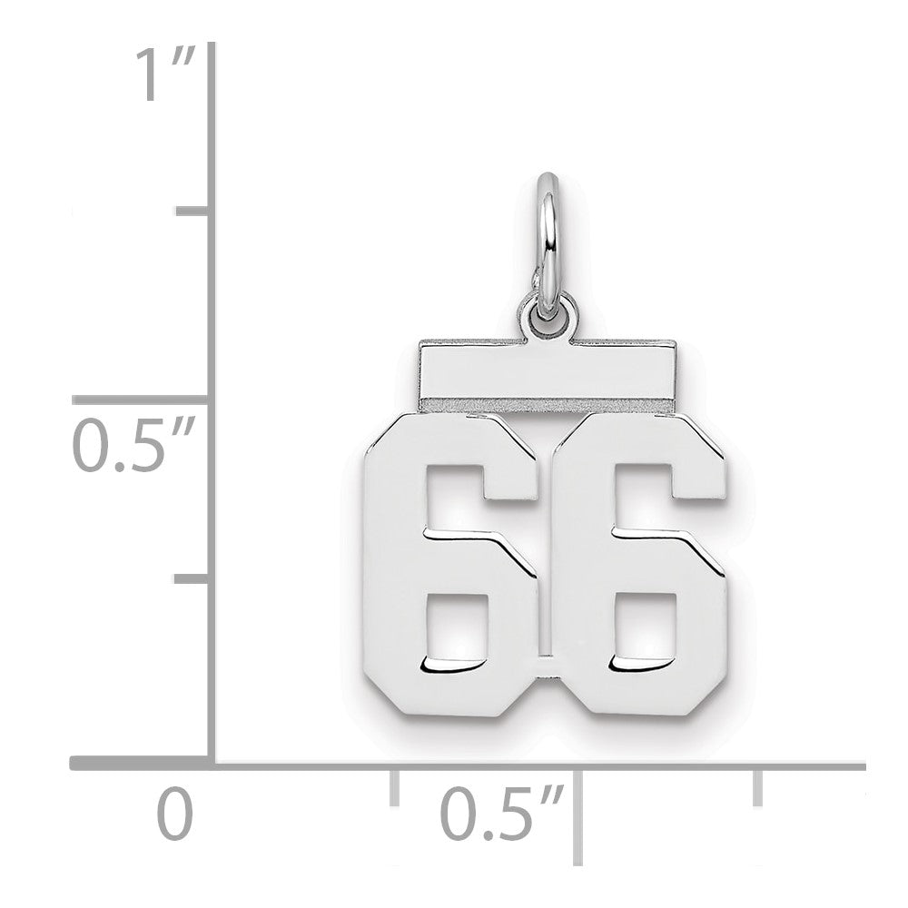 Sterling Silver Silver/Rhodium-Plated Polished Number 66 Charm