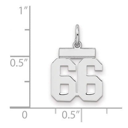 Sterling Silver Silver/Rhodium-Plated Polished Number 66 Charm