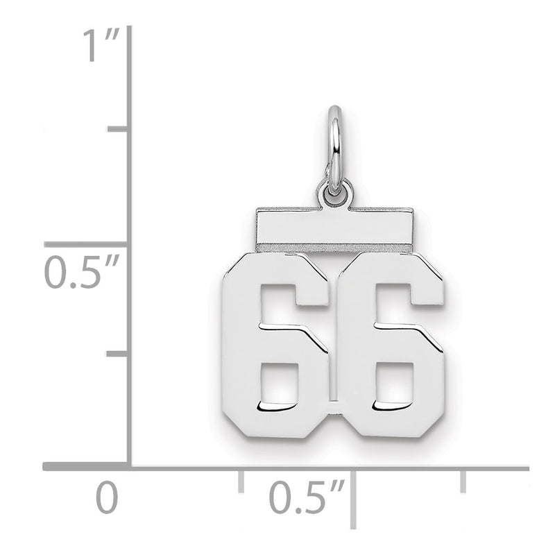 Sterling Silver Silver/Rhodium-Plated Polished Number 66 Charm