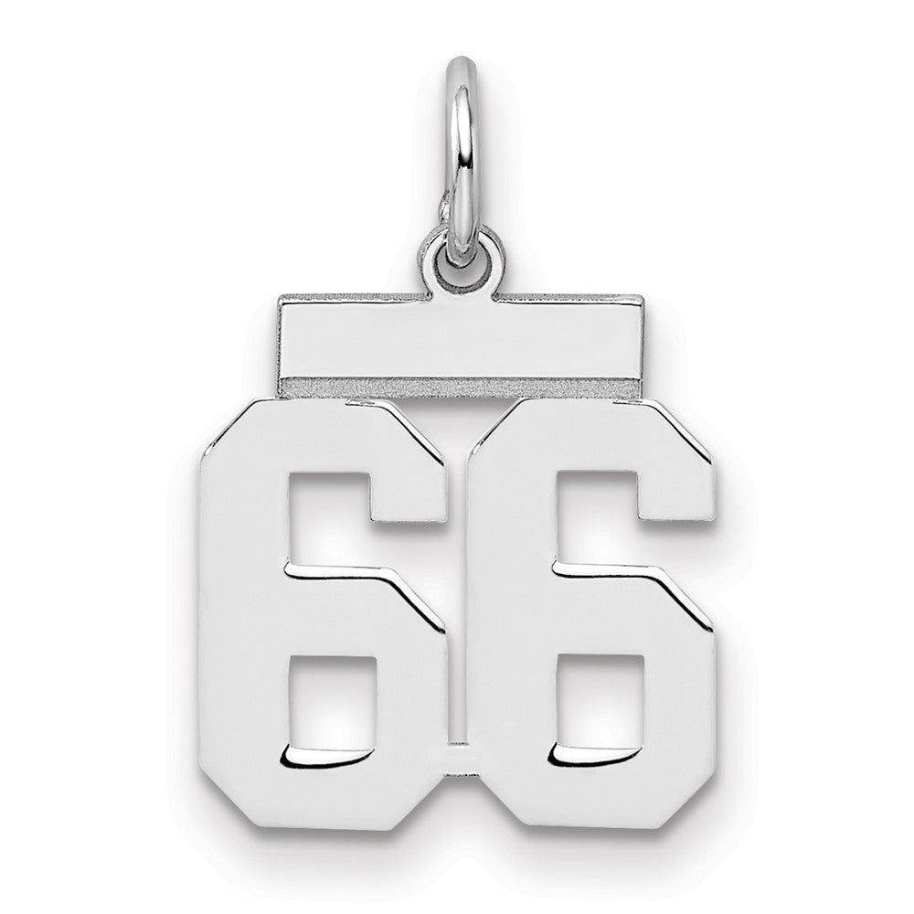 Sterling Silver Silver/Rhodium-Plated Polished Number 66 Charm