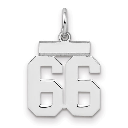 Sterling Silver Silver/Rhodium-Plated Polished Number 66 Charm
