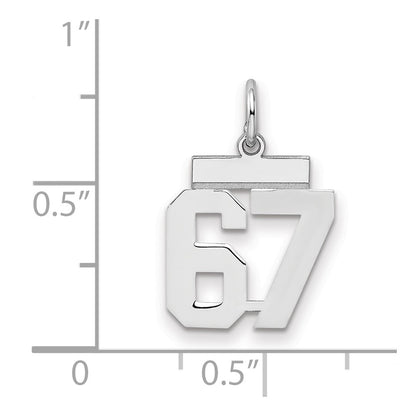 Sterling Silver Silver/Rhodium-Plated Polished Number 67 Charm