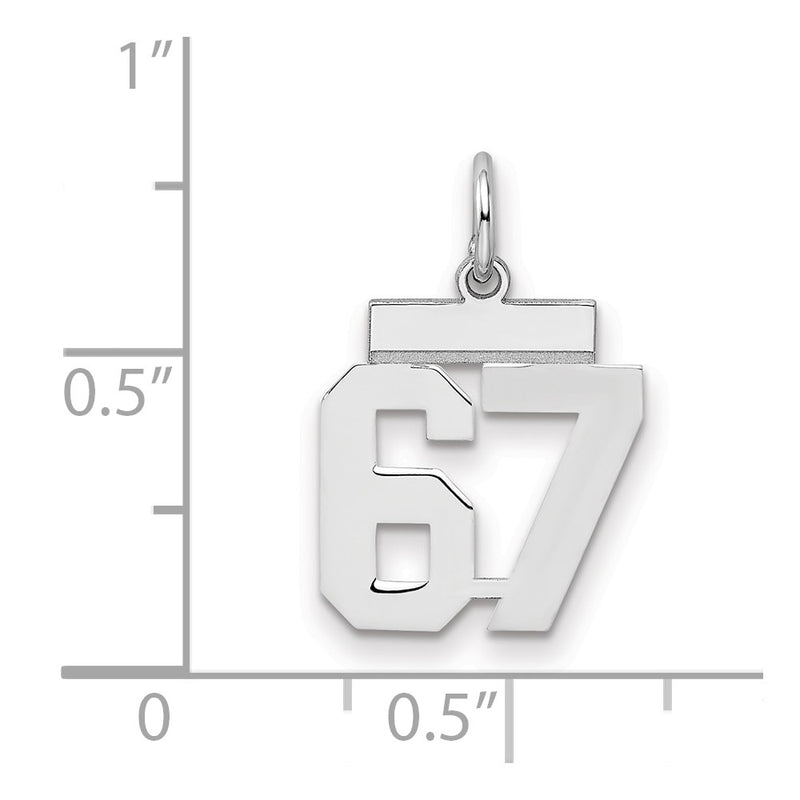 Sterling Silver Silver/Rhodium-Plated Polished Number 67 Charm