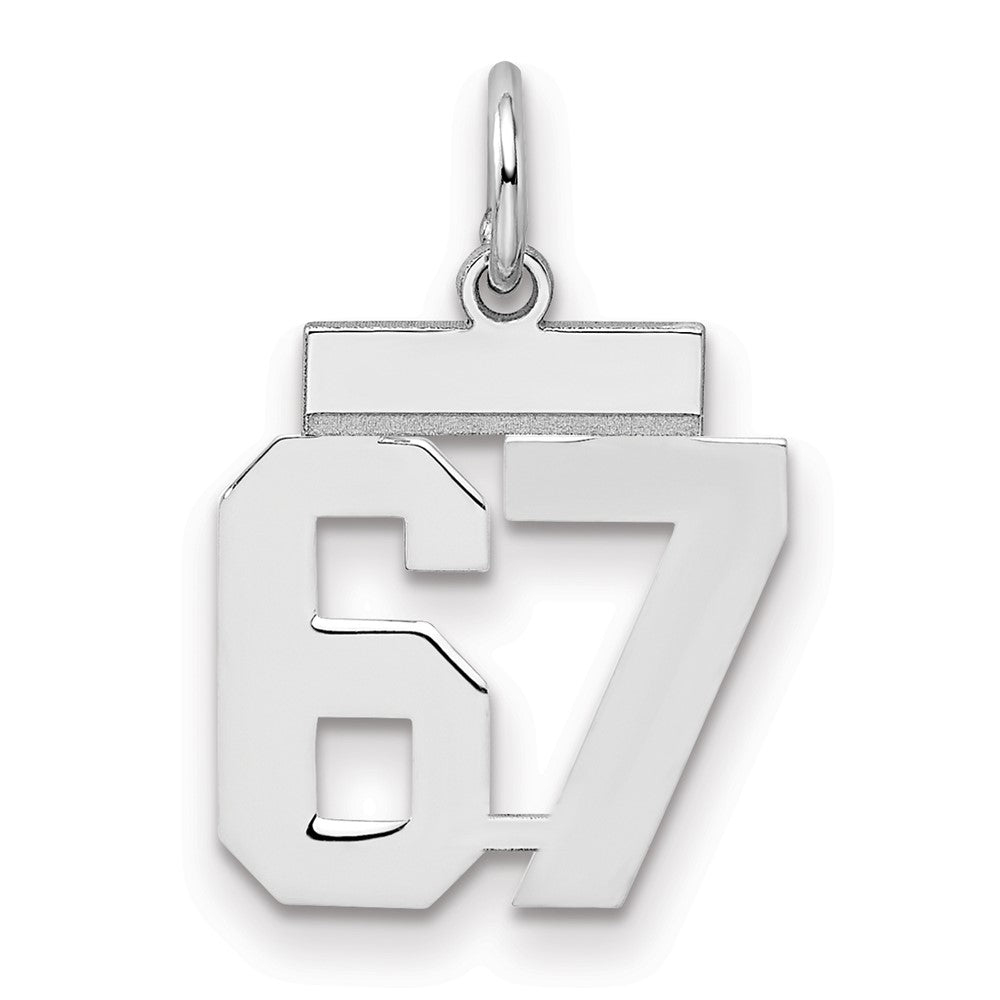 Sterling Silver Silver/Rhodium-Plated Polished Number 67 Charm