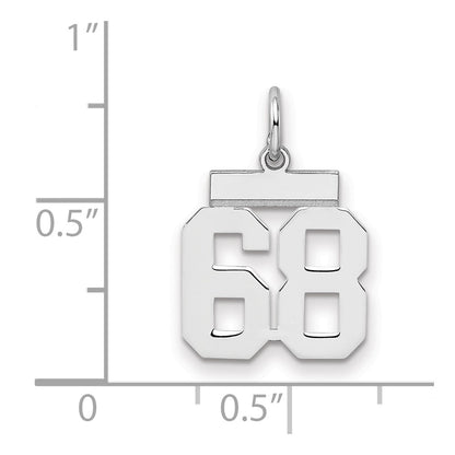 Sterling Silver Silver/Rhodium-Plated Polished Number 68 Charm